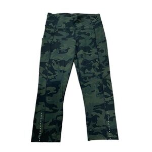 Lululemon Fast and Free Crop 19" Incognito Camo Multi Gator Green